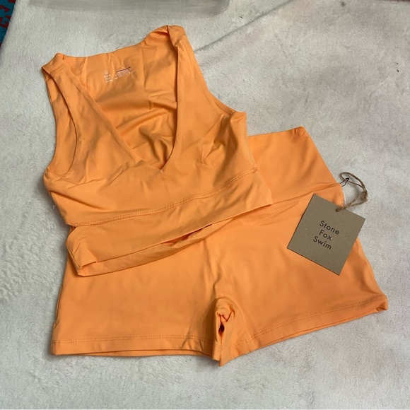 Stone Fox Swim Other - New! SET Stone Fox Swim x free people orange surf shorts bikini 28506